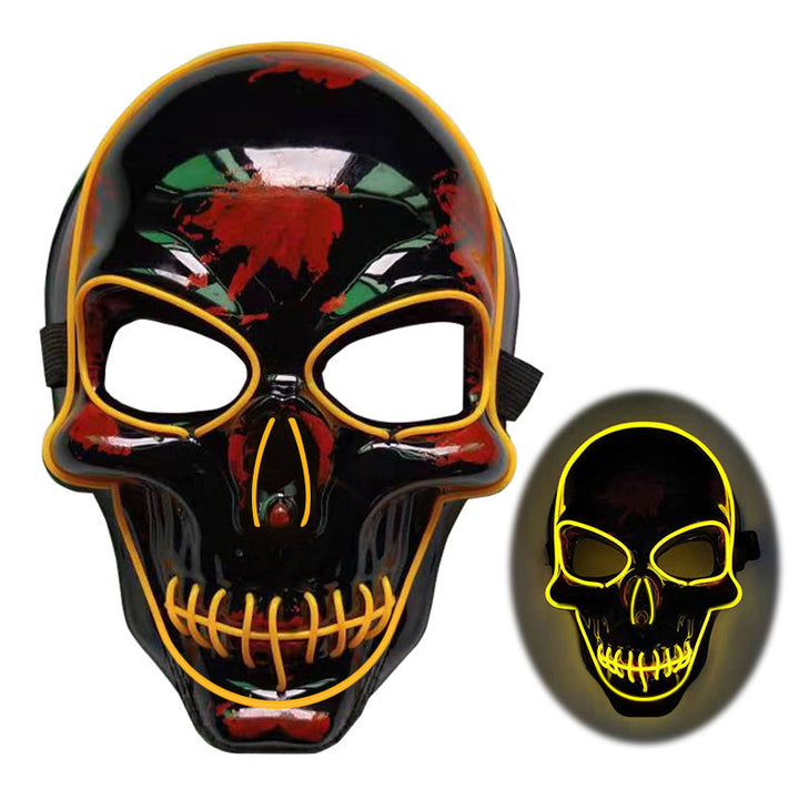 Halloween Skeleton Mask LED Glow - Scary Party Accessory - Yellow