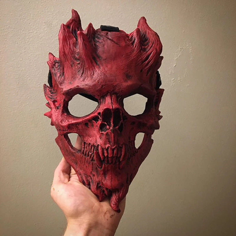 Halloween Skull Horror Mask - Skeleton Face Costume Accessory - Red