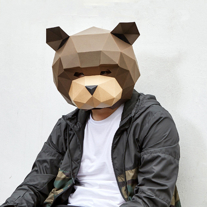 Halloween Smiling Teddy Bear Head Mask - DIY Craft Kit - Khaki