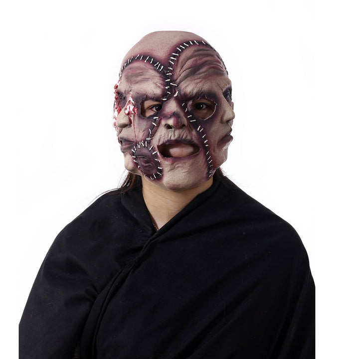 Halloween Three-Face Horror Mask - Realistic Latex Costume Prop - Black