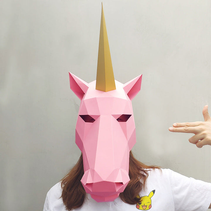 Halloween Tibetan Antelope Paper Headpiece - DIY Craft Mask - Pink
