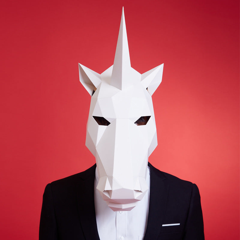 Halloween Tibetan Antelope Paper Headpiece - DIY Craft Mask - White
