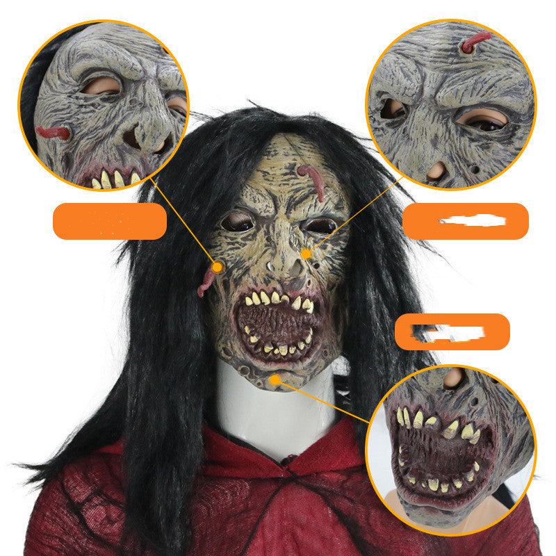 Halloween Worm Head Mask - Creepy Party Costume Accessory