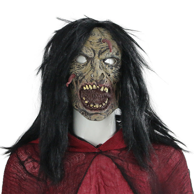 Halloween Worm Head Mask - Creepy Party Costume Accessory - Grey