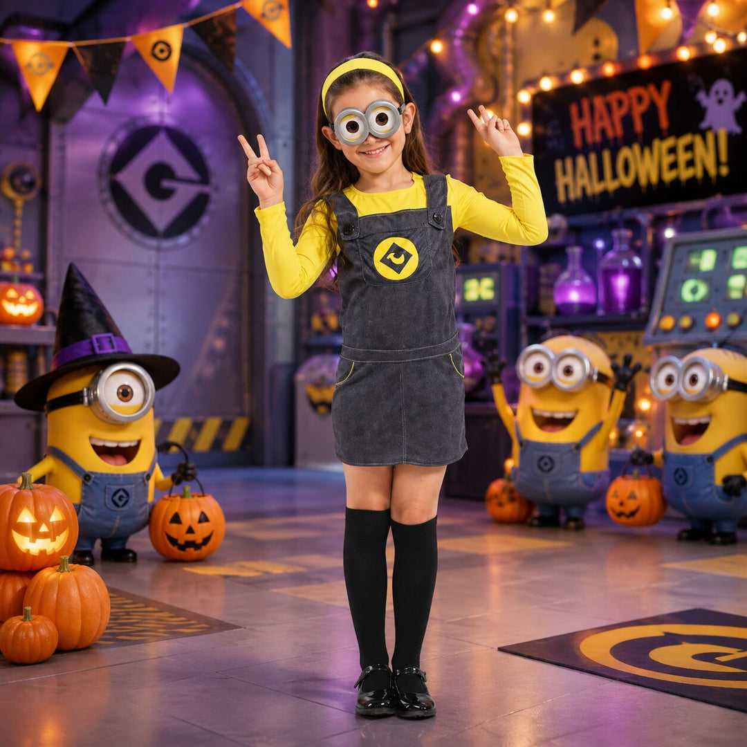 Kids' Minions Halloween Costume with Dress & Glasses
