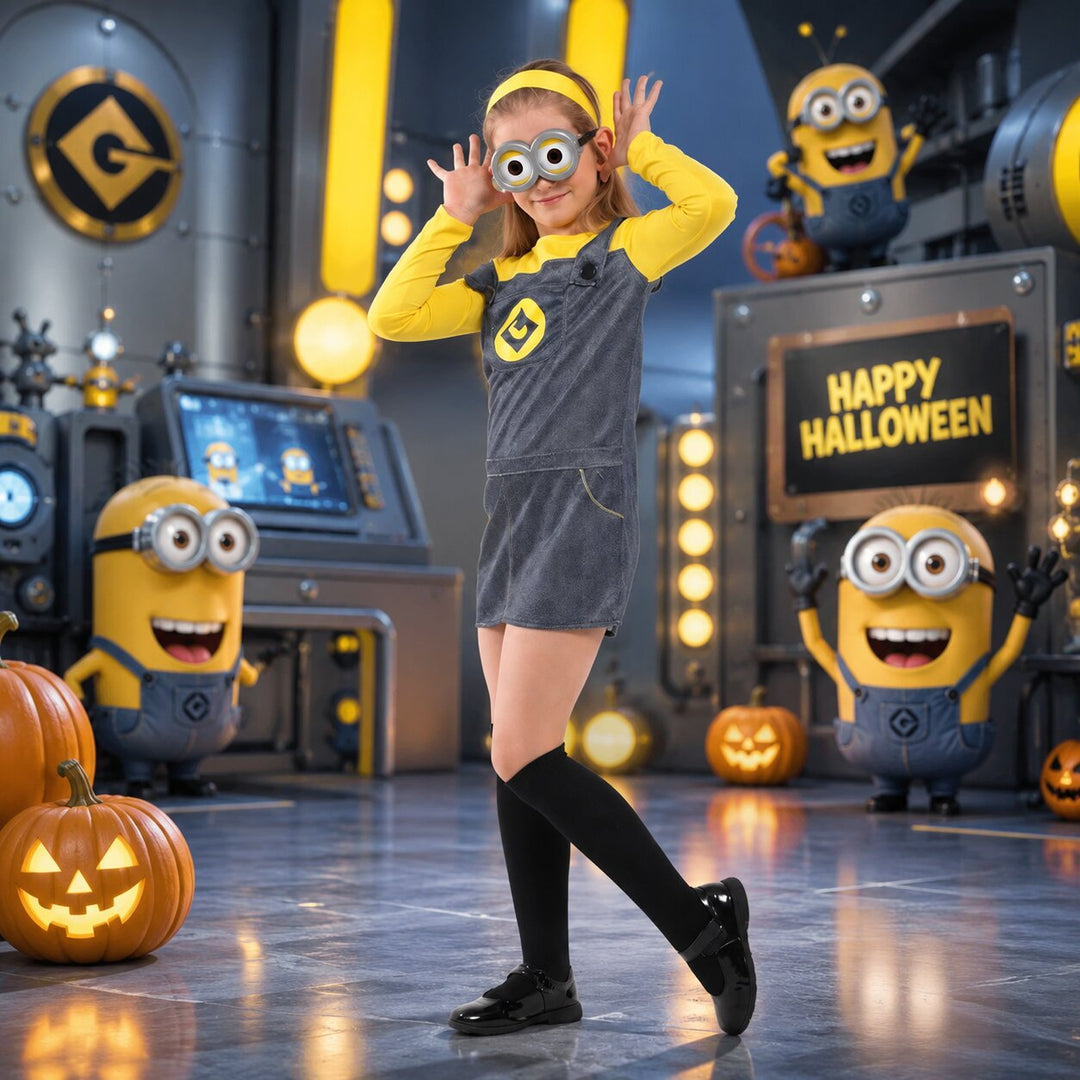 Kids' Minions Halloween Costume with Dress & Glasses