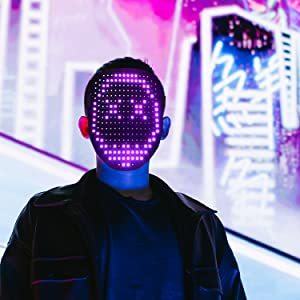 LED Halloween Mask with 50 Light Patterns - Gesture Control