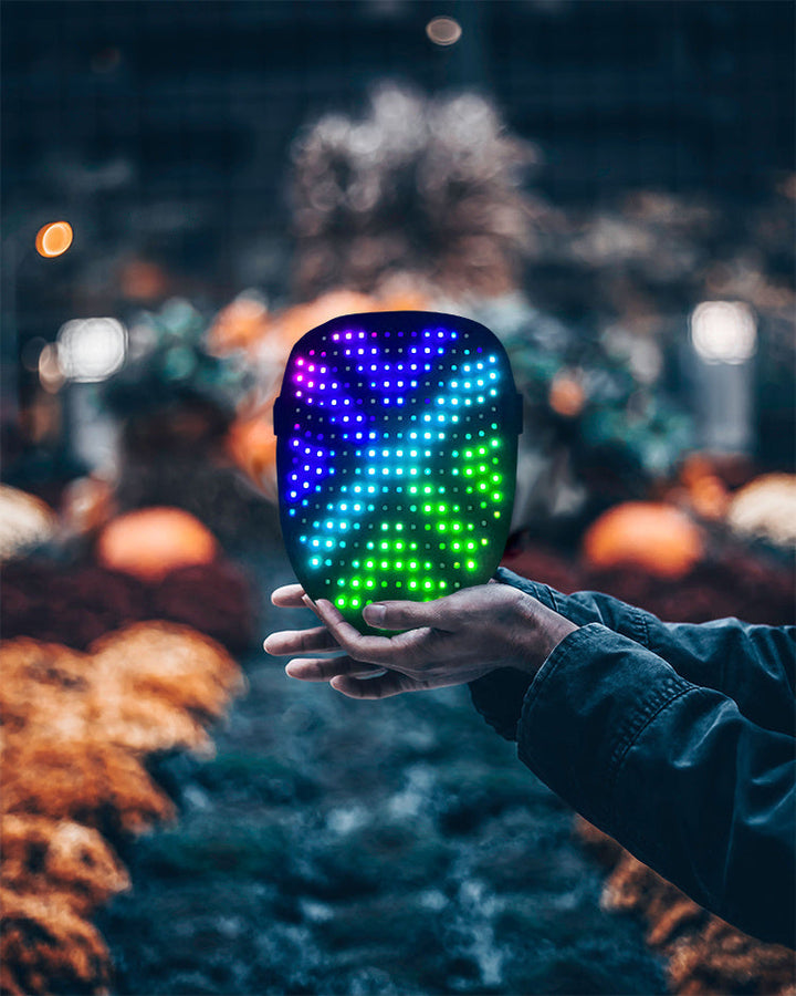 LED Halloween Mask with 50 Light Patterns - Gesture Control