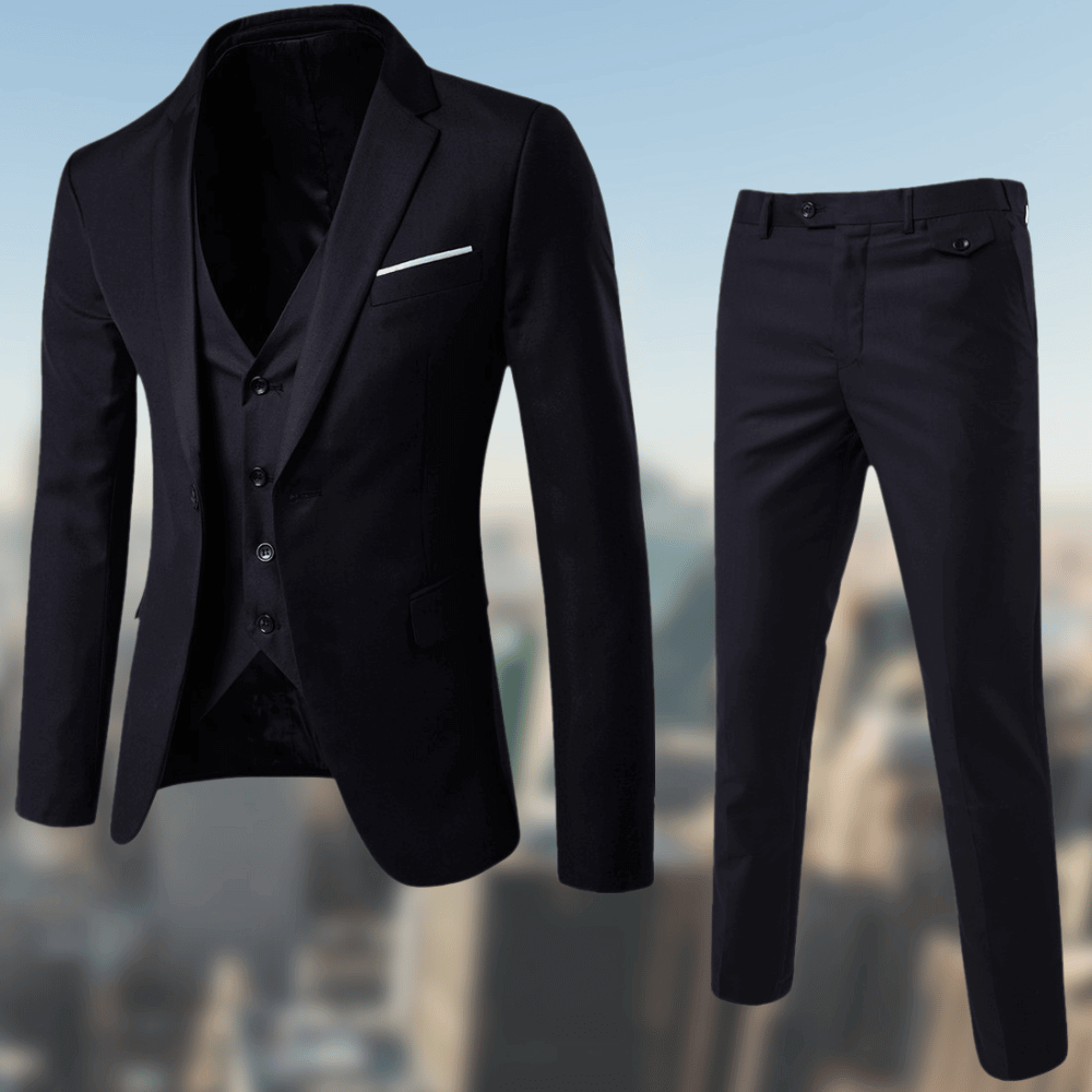 Men's 3-Piece Slim Fit Suit - Wedding & Formal - Black