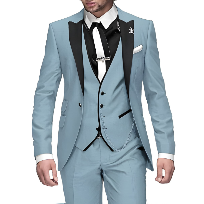 Men's 3-Piece Suit Set - Modern Slim Fit - Blue
