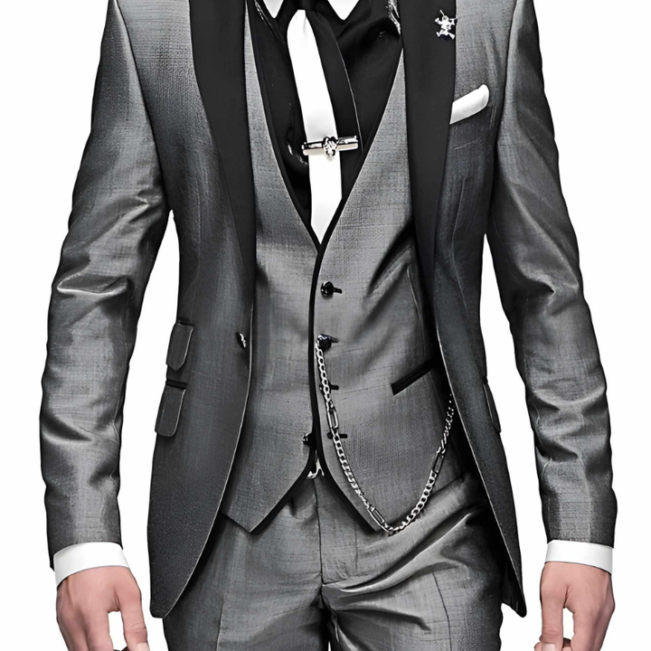 Men's 3-Piece Suit Set - Modern Slim Fit - Grey