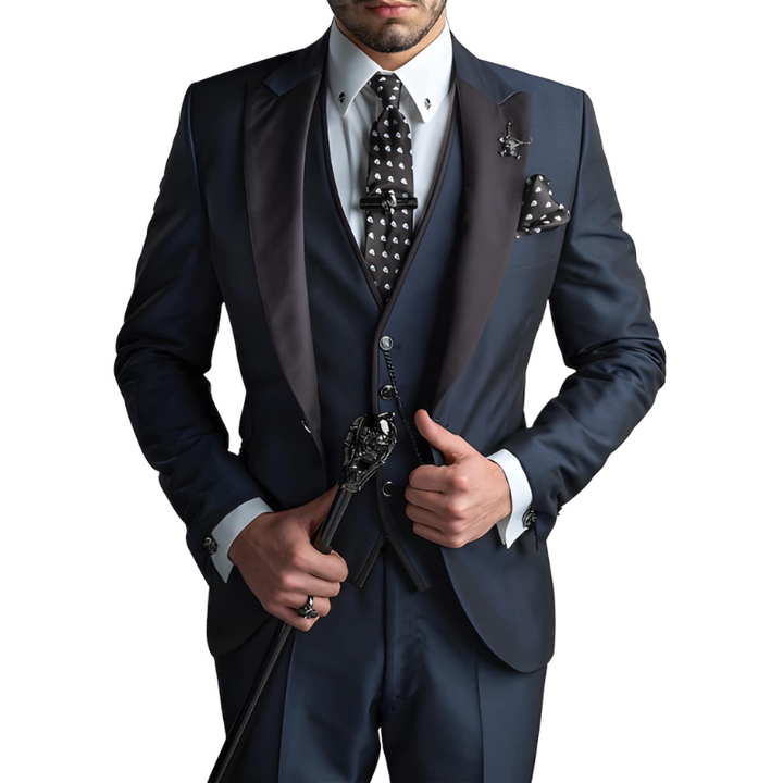 Men's 3-Piece Suit Set - Modern Slim Fit - Navy