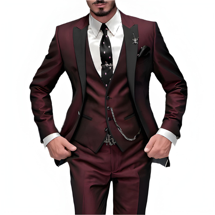 Men's 3-Piece Suit Set - Modern Slim Fit - Red