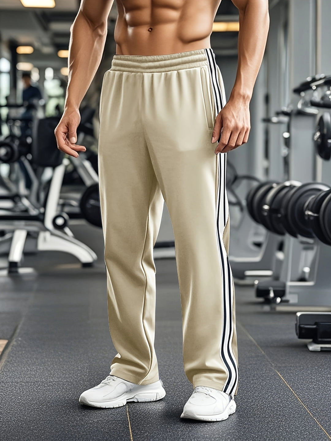 Men's Athletic Shorts - Breathable Drawstring Training Shorts - Apricot