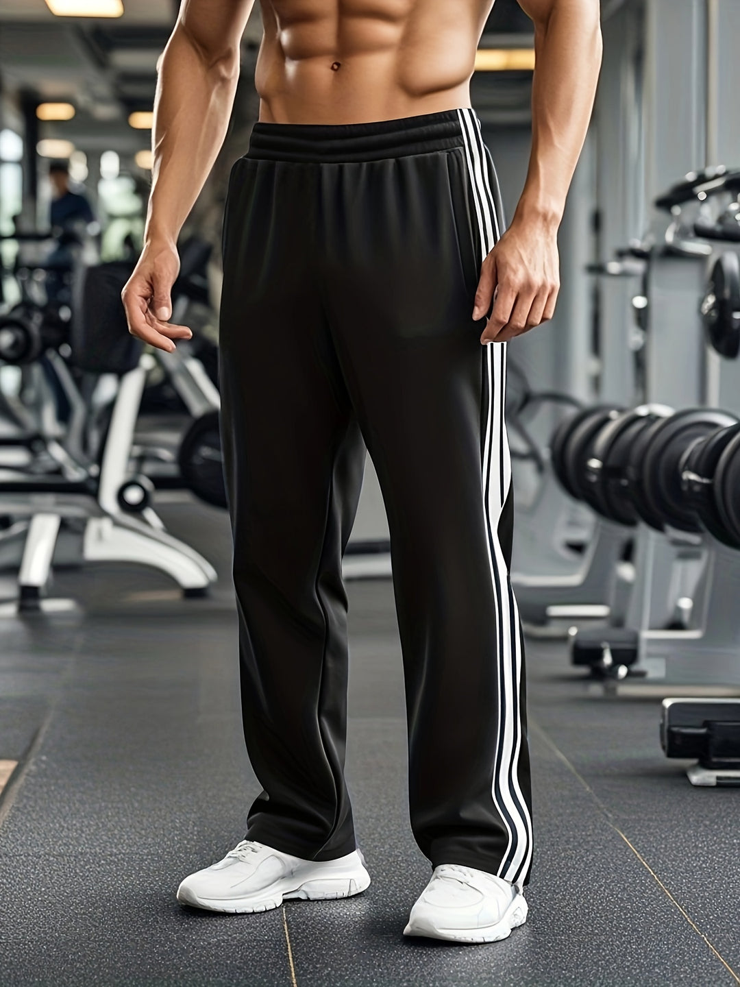 Men's Athletic Shorts - Breathable Drawstring Training Shorts - Black