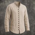 Men's Band Collar Casual Shirt - Relaxed Fit