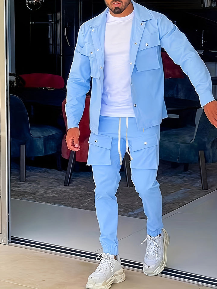 Men's Blazer & Chino Pants Set - Modern Casual - Blue