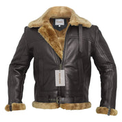 Men's Bomber Jacket Winter Leather - Lined & Zippered