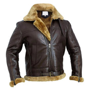 Men's Bomber Jacket Winter Leather - Lined & Zippered