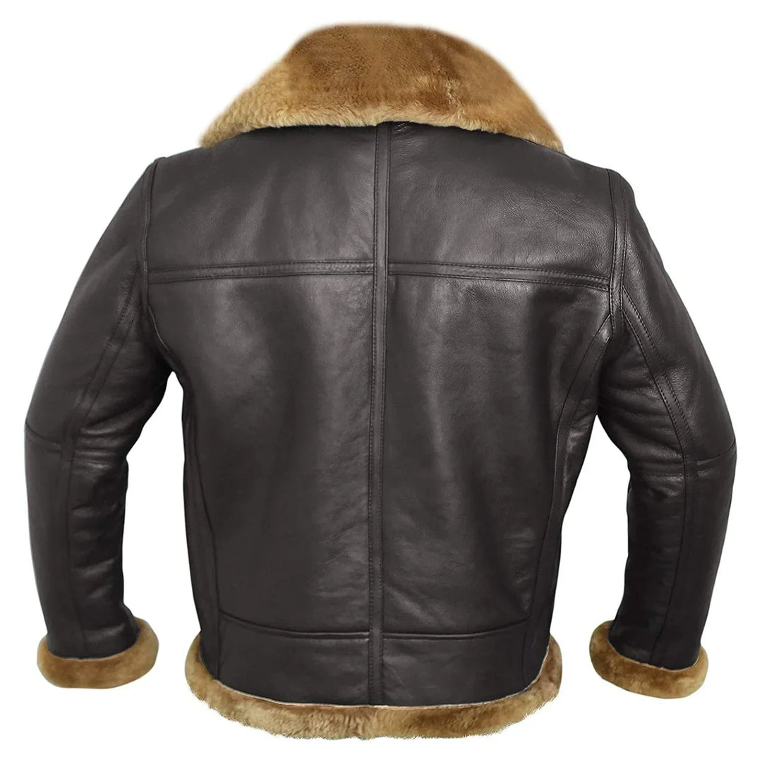 Men's Bomber Jacket Winter Leather - Lined & Zippered