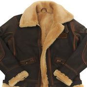 Men's Brown Leather Bomber Jacket - Classic Warmth