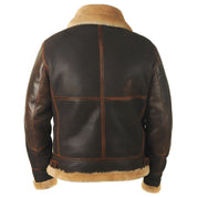 Men's Brown Leather Bomber Jacket - Classic Warmth
