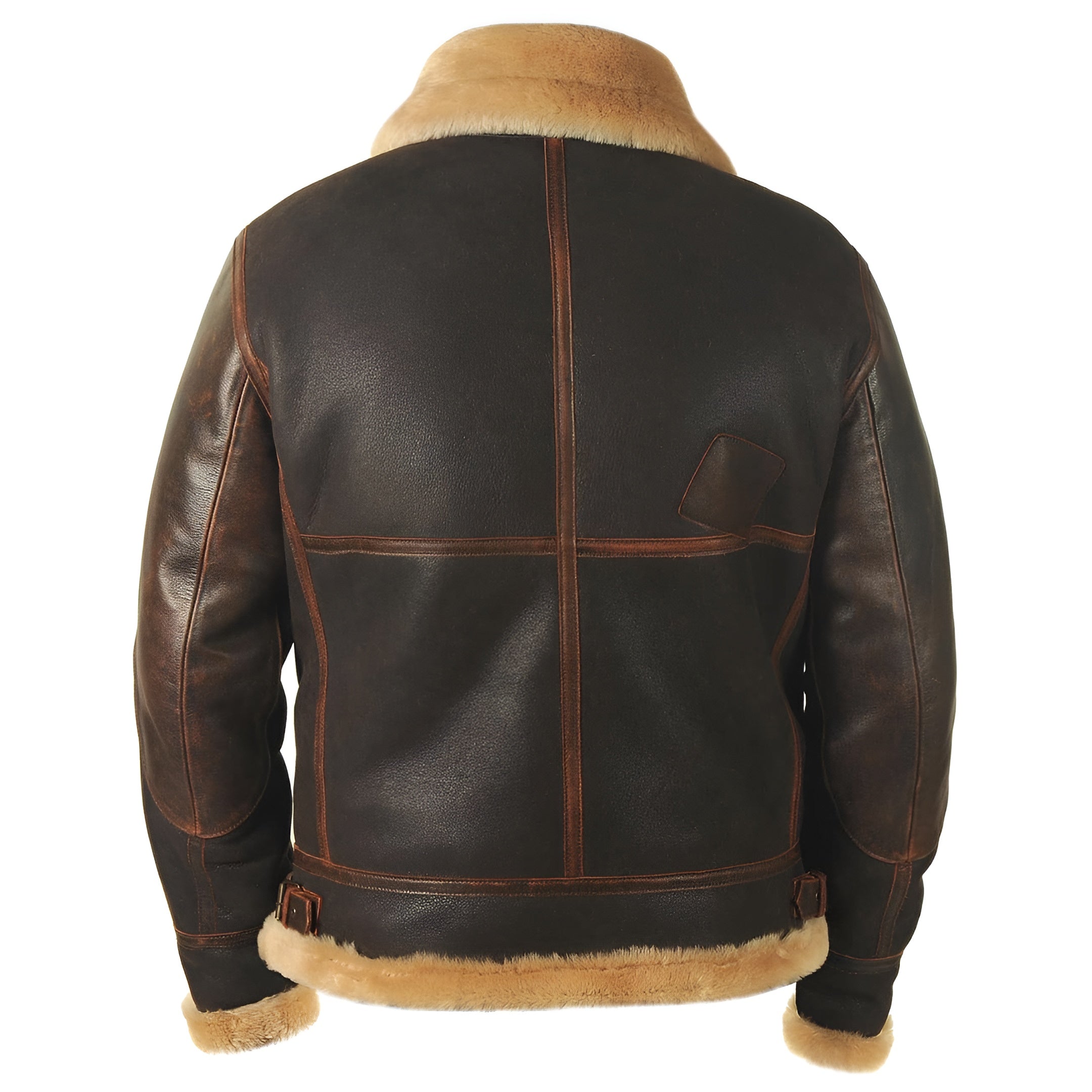 Men's Brown Leather Bomber Jacket - Classic Warmth