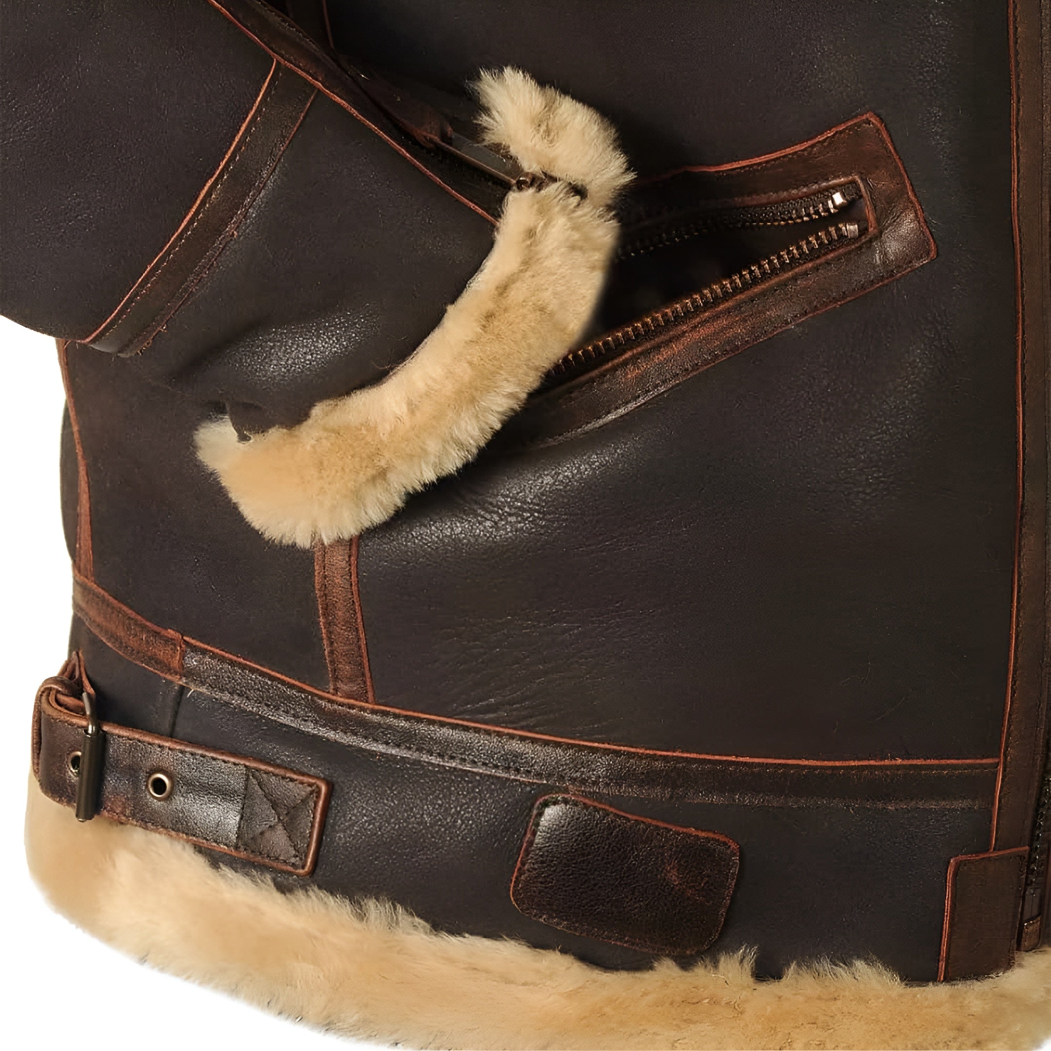 Men's Brown Leather Bomber Jacket - Classic Warmth