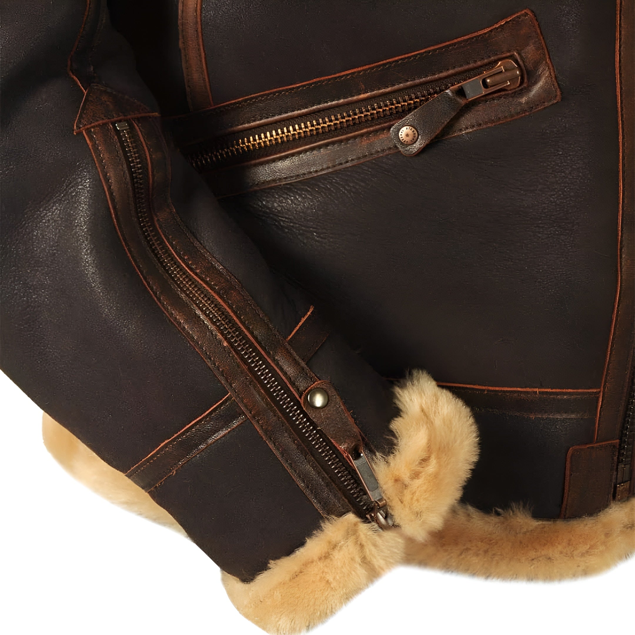 Men's Brown Leather Bomber Jacket - Classic Warmth