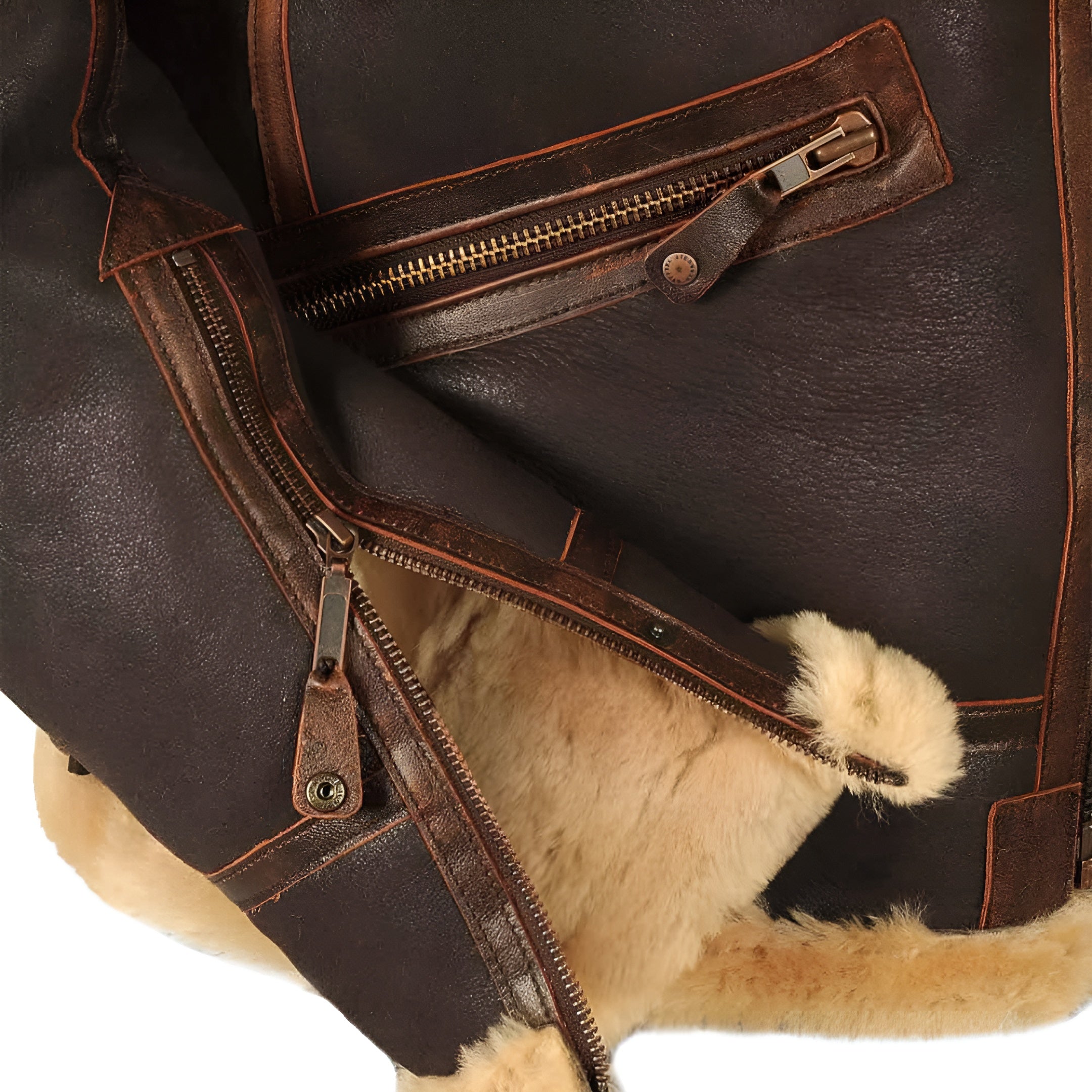Men's Brown Leather Bomber Jacket - Classic Warmth