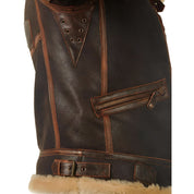 Men's Brown Leather Bomber Jacket - Classic Warmth