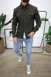 Men's Button-Down Shirt Jacket - Modern Casual Style - Green