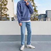 Men's Button-Front Wool Polo Sweater - Classic Knit