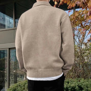 Men's Button-Front Wool Polo Sweater - Classic Knit