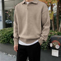Men's Button-Front Wool Polo Sweater - Classic Knit