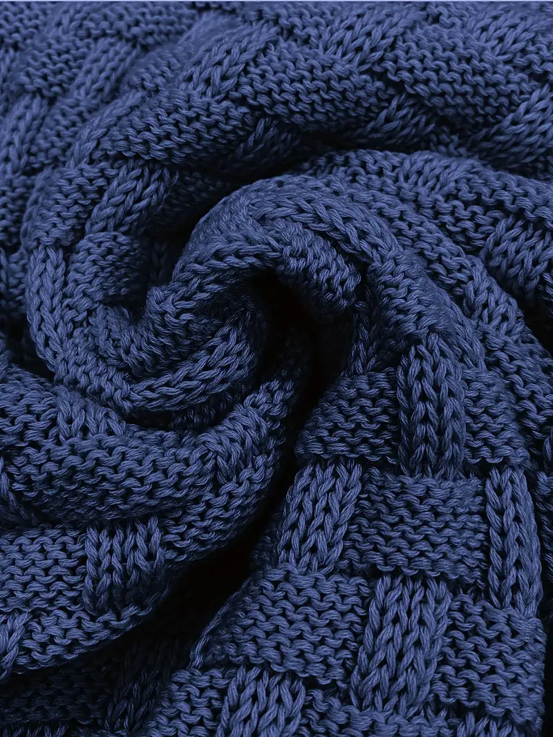 Men's Button Neck Sweater with Knit Pattern