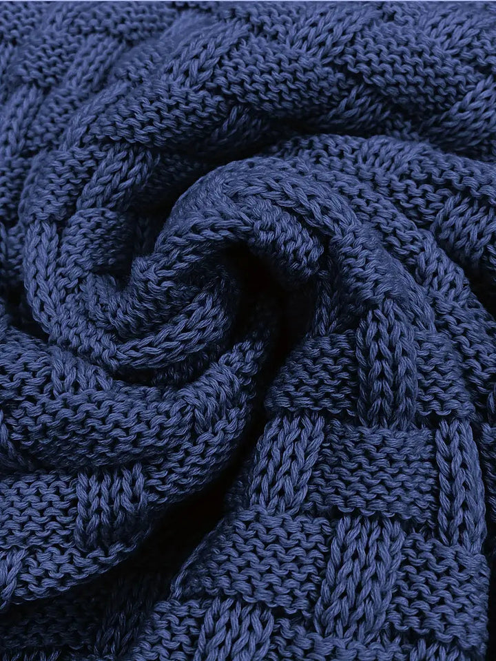 Men's Button Neck Sweater with Knit Pattern