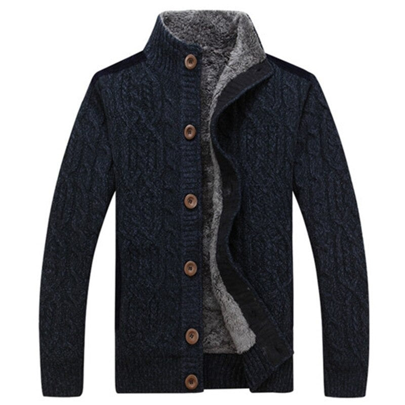 Men's Cable Knit Vest with Plush Lining - Warm & Stylish - Black