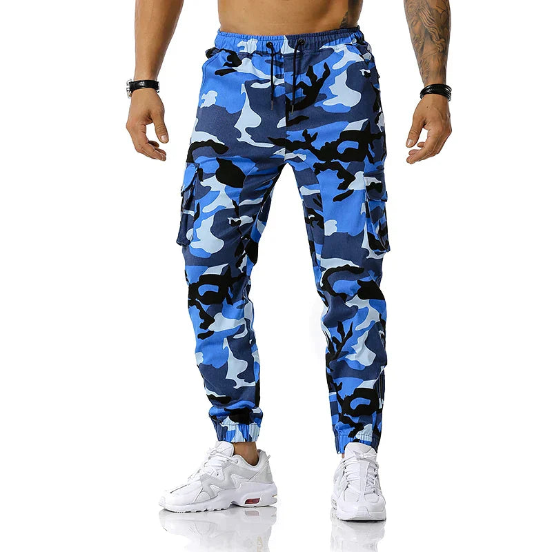 Men's Camouflage Joggers - Breathable Athletic Fit - Blue
