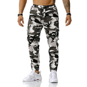 Men's Camouflage Joggers - Breathable Athletic Fit - Grey