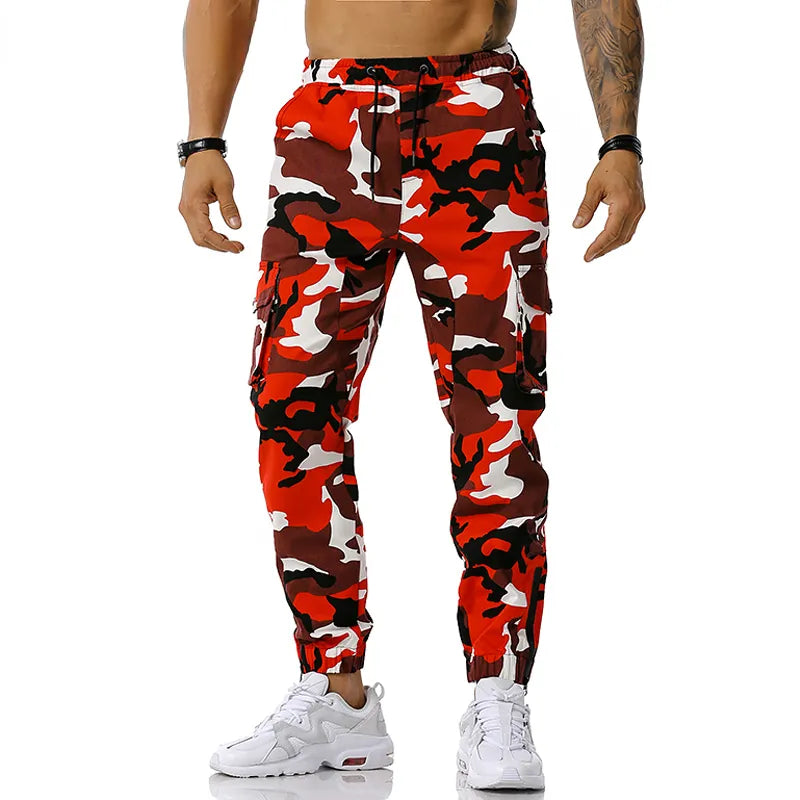 Men's Camouflage Joggers - Breathable Athletic Fit - Red