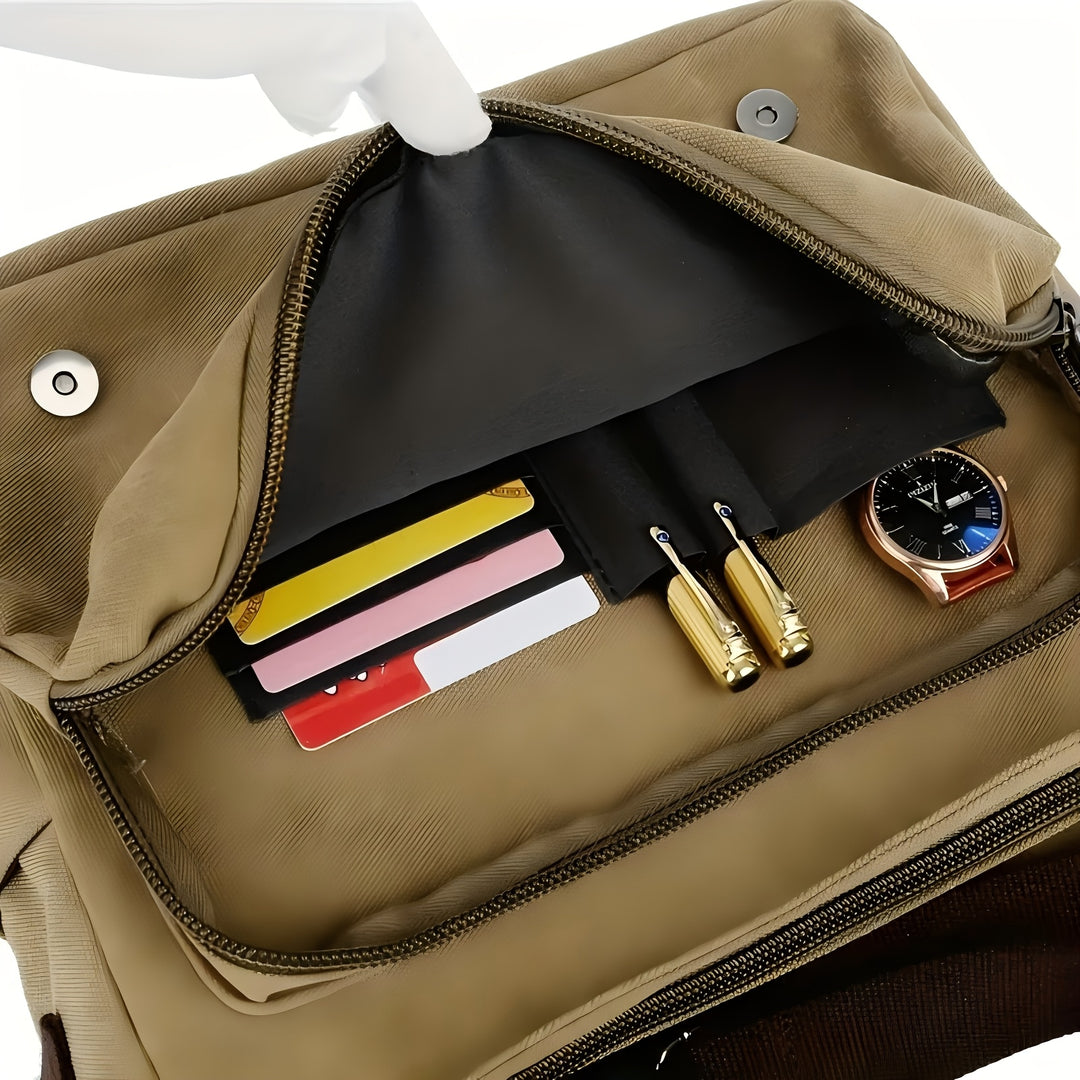 Men's Canvas Shoulder Bag - Durable Commuter Messenger with Multiple P