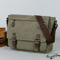 Men's Canvas Shoulder Bag - Durable Commuter Messenger with Multiple Pockets