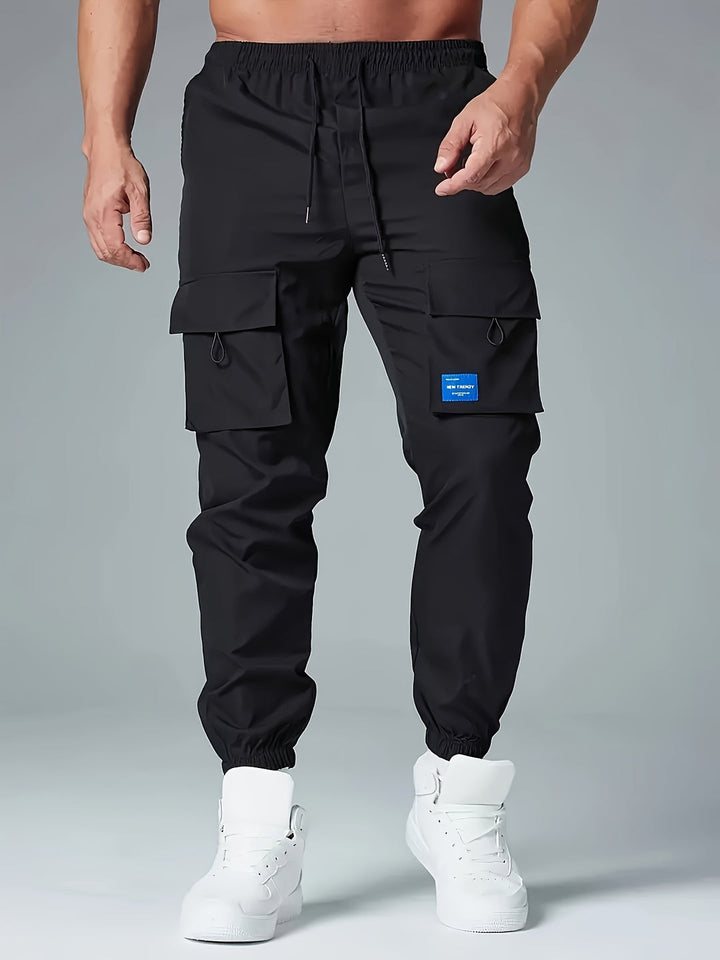 Men's Cargo Joggers - Breathable Relaxed Fit - Black