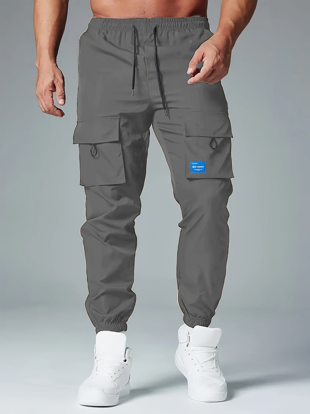 Men's Cargo Joggers - Breathable Relaxed Fit - Grey