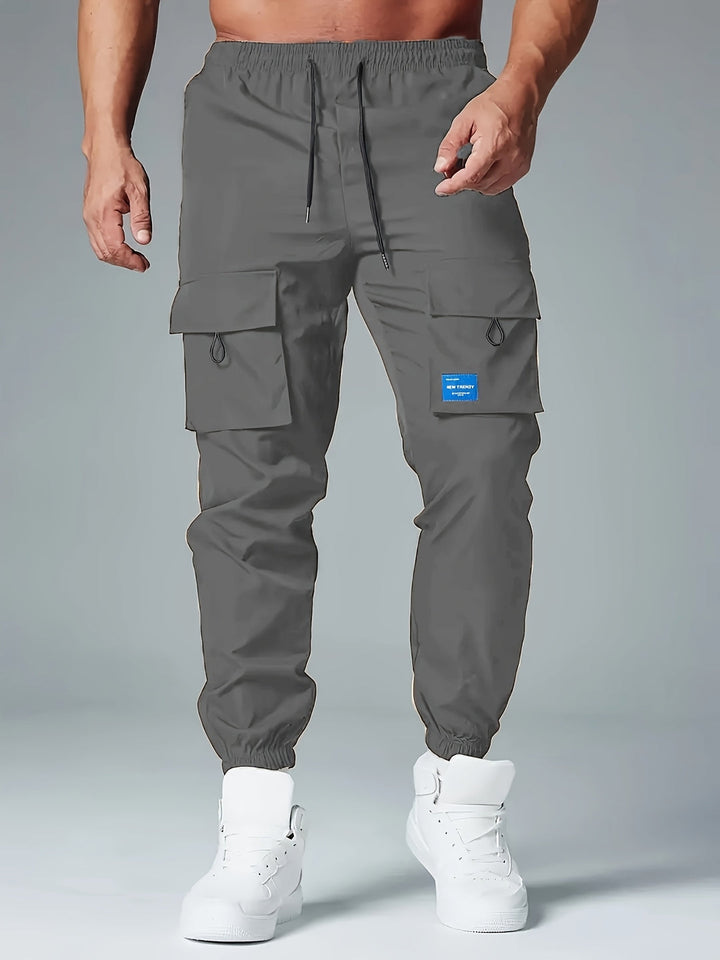 Men's Cargo Joggers - Breathable Relaxed Fit - Grey