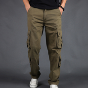 Men's Cargo Pants - Durable Straight Fit Outdoor Work Trousers - Green