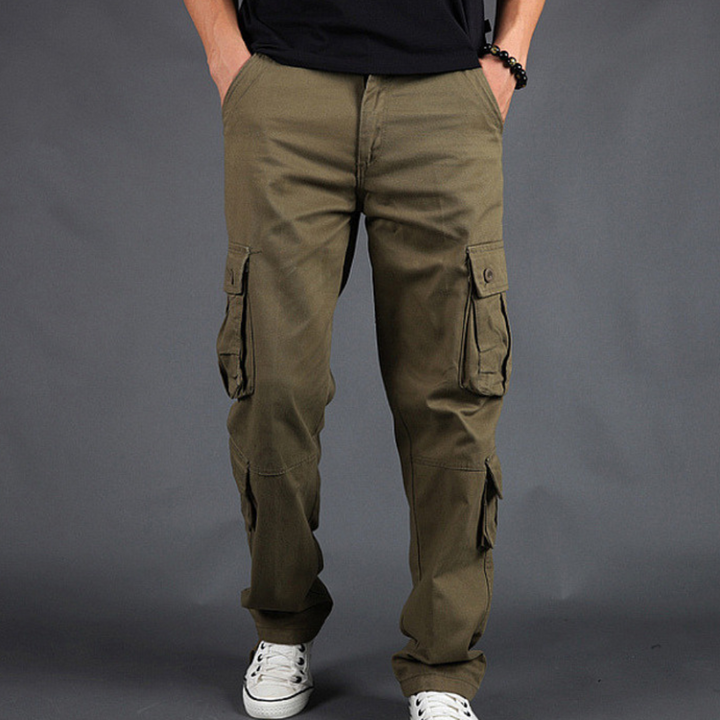Men's Cargo Pants - Durable Straight Fit Outdoor Work Trousers - Green