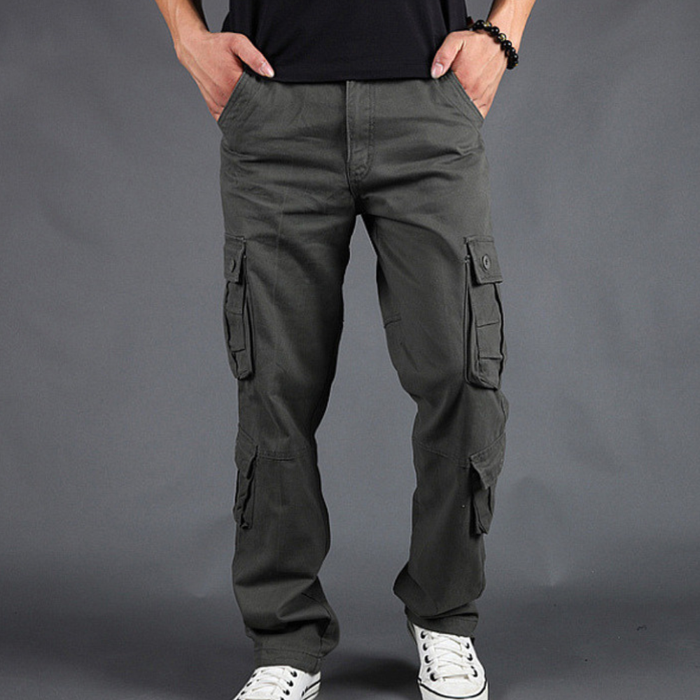 Men's Cargo Pants - Durable Straight Fit Outdoor Work Trousers - Grey