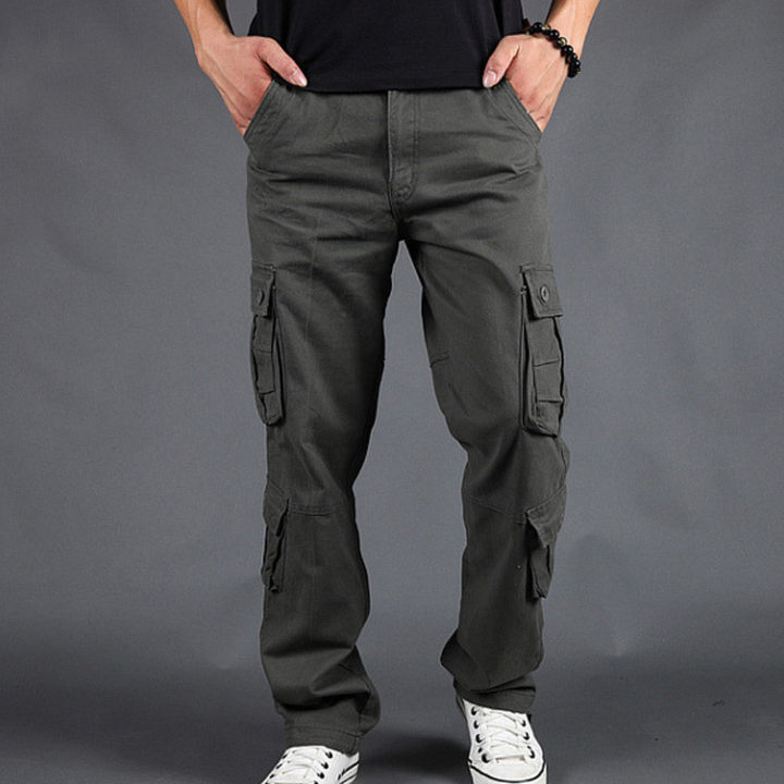Men's Cargo Pants - Durable Straight Fit Outdoor Work Trousers - Grey